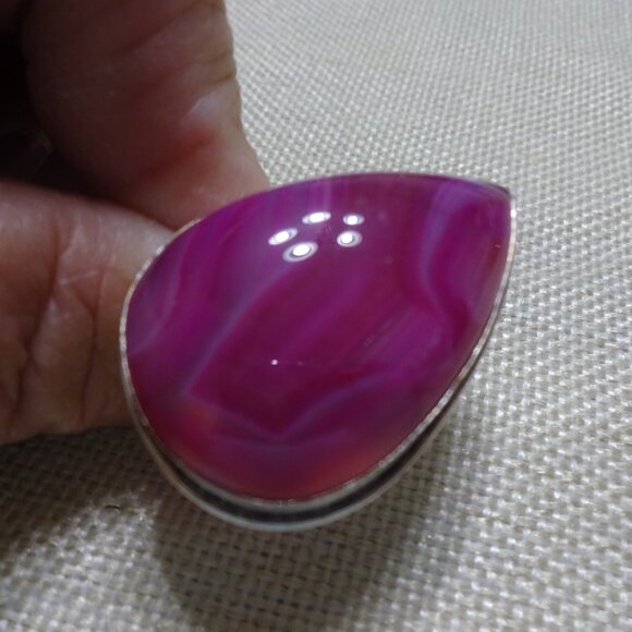 Beautiful PINK BOTSWANA AGATE Handmade Sterling 925 Ring Size 8 #281C - Picture 3 of 3